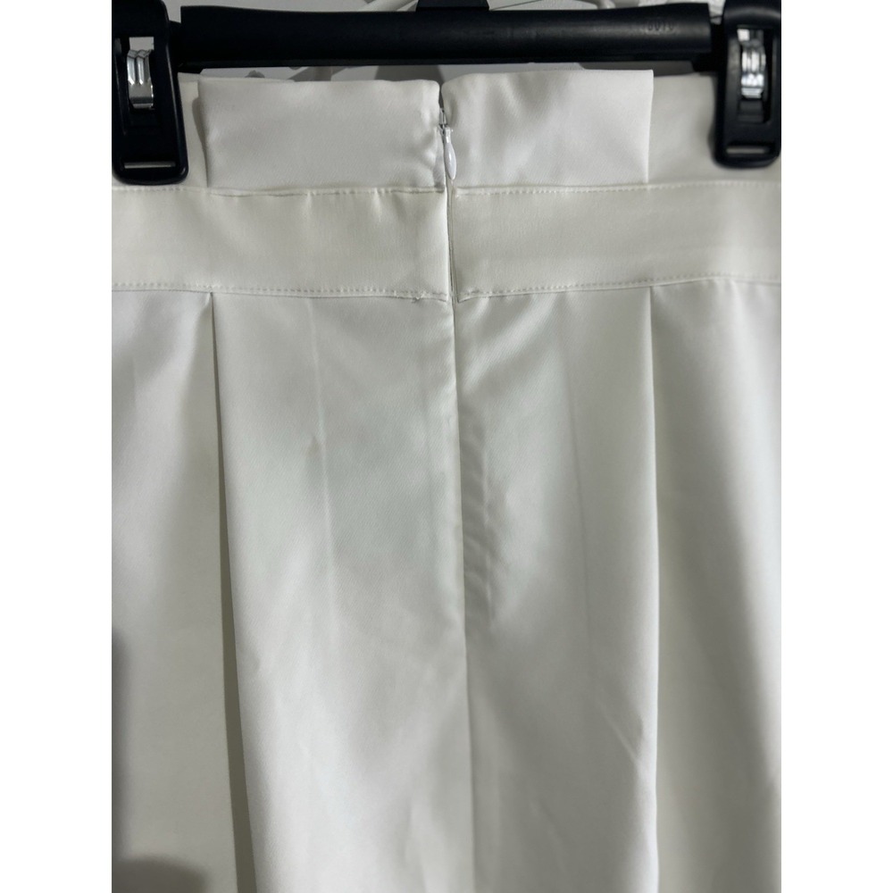 Liz Claiborne Pleated Skirt Women's 6 Career Paperbag Belted Knee Length White - Picture 9 of 12